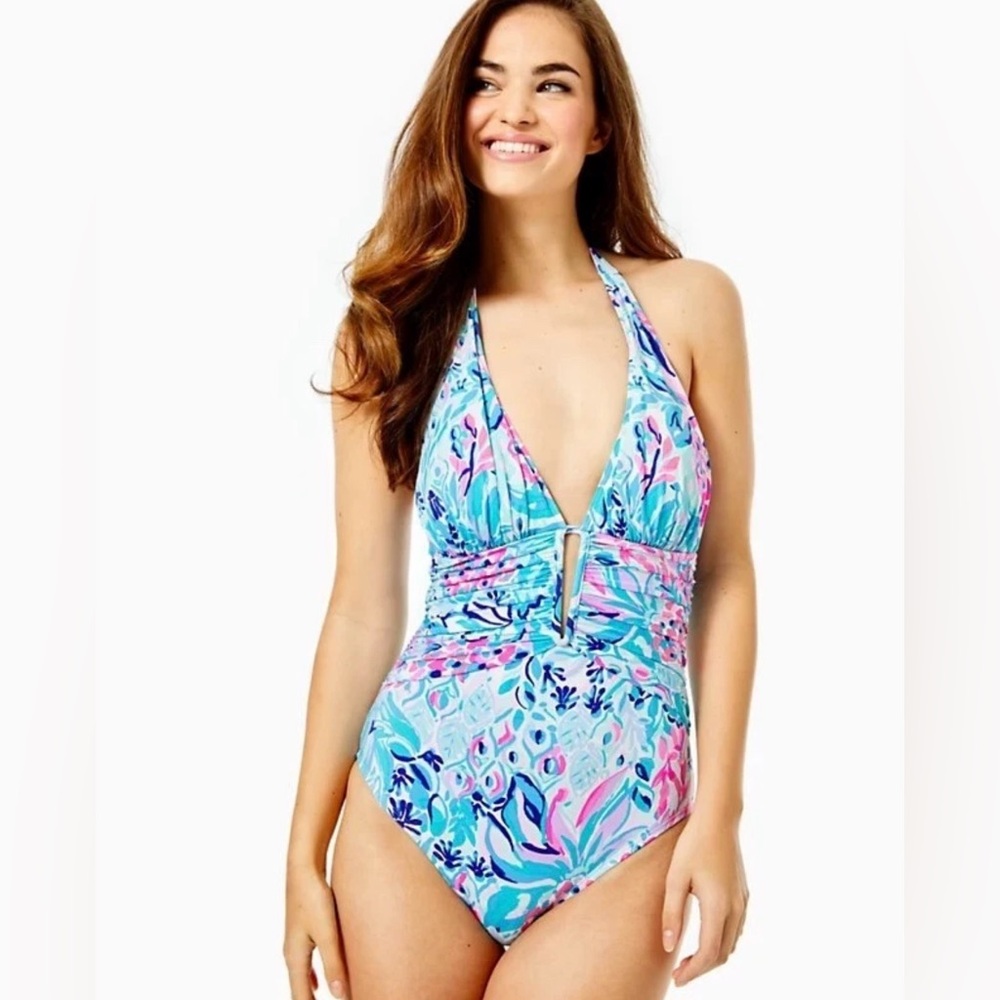 Lilly Pulitzer Swimsuit One Piece Women's 10 Lanai Halter Preppy Resortwear Pool